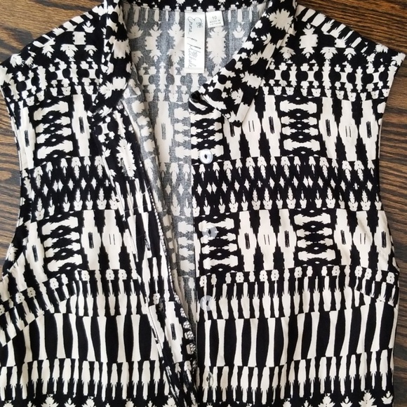 Cream & Black Print Jumpsuit - Size 10 - Picture 3 of 4